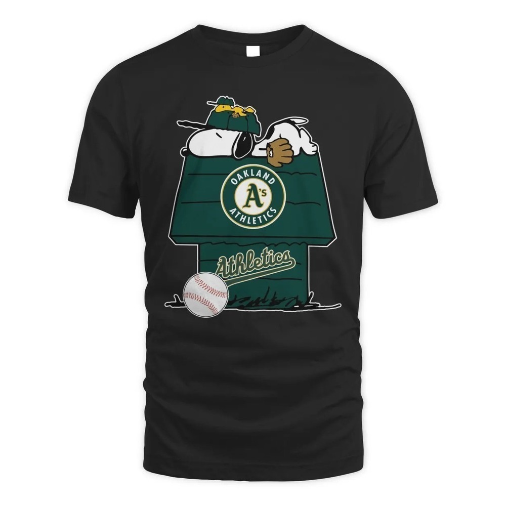 Oakland Athletics Snoopy And Woodstock The Peanuts Baseball Tee Shirt